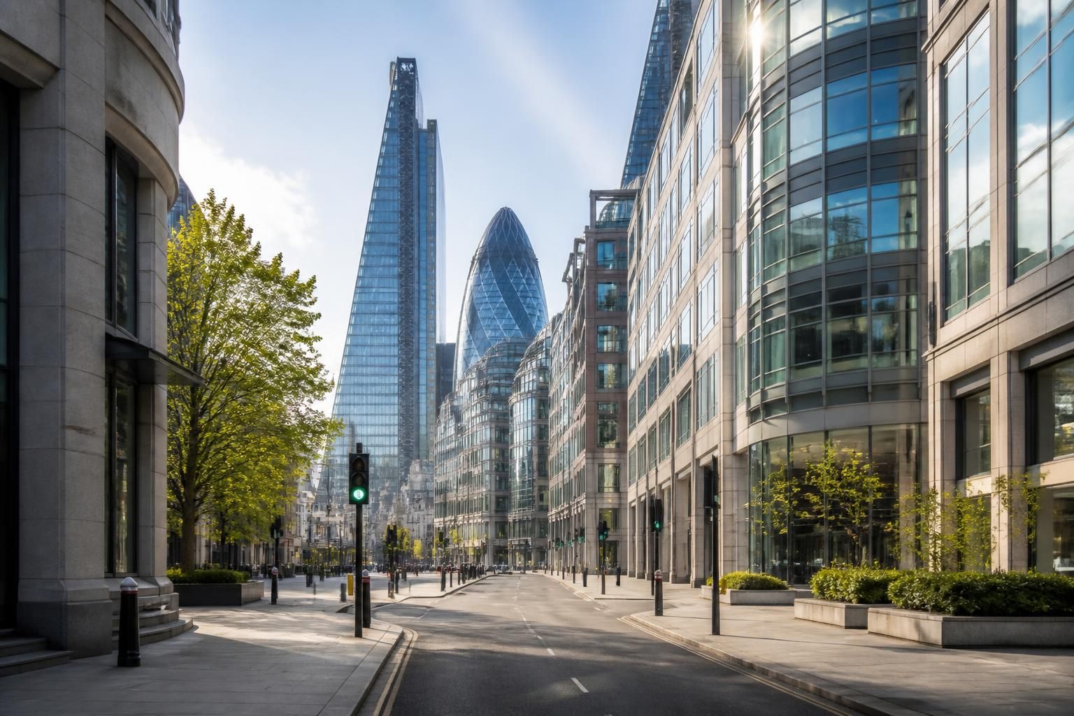 City of London streetscape with contemporary office towers.