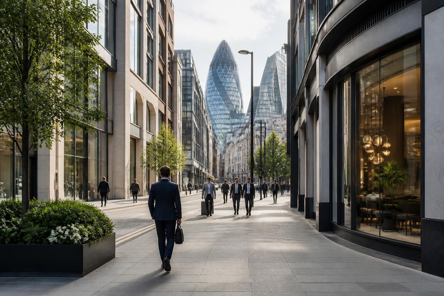 London commercial district with modern urban architecture.